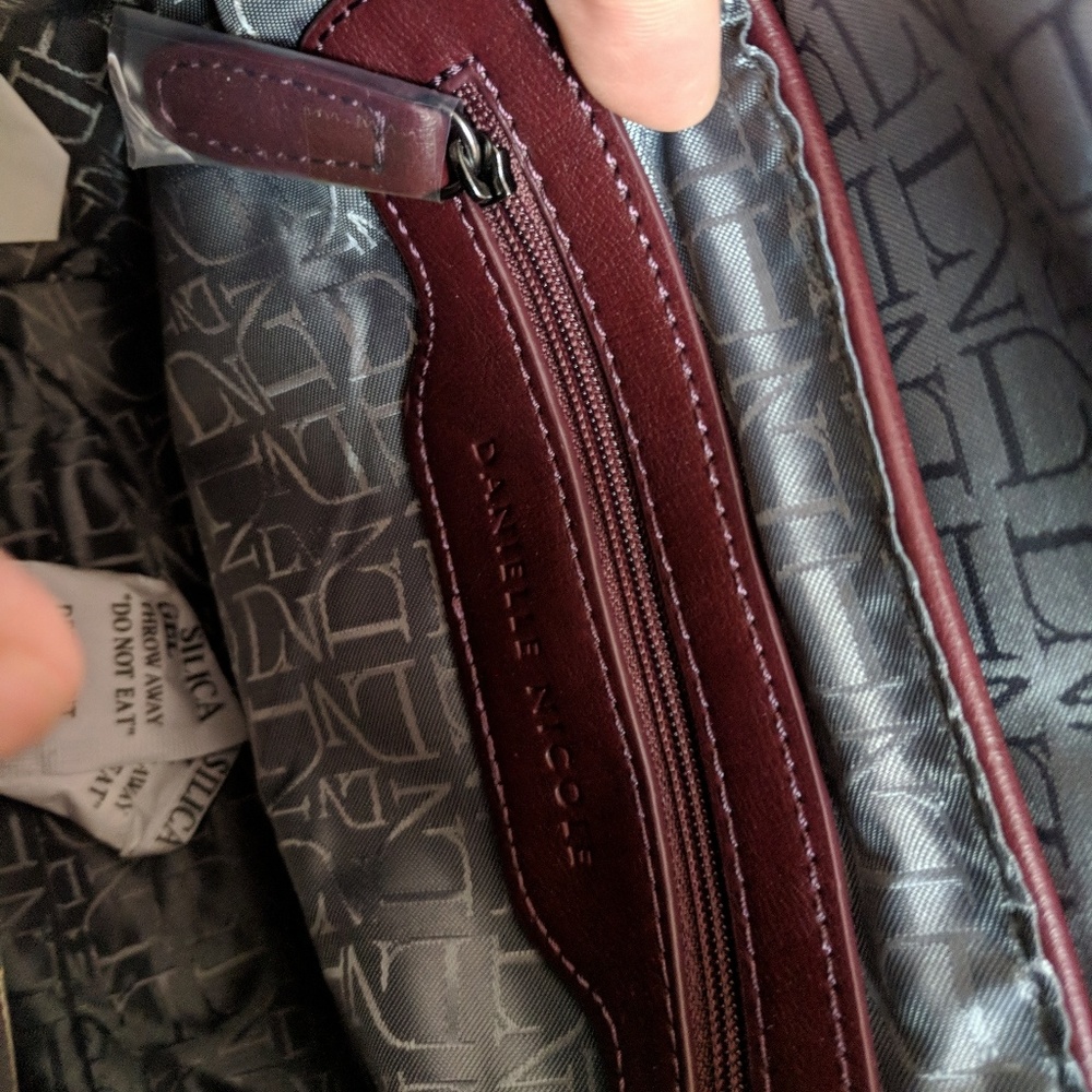 Danielle Nicole Faux Minx Fur Saddle Bag - Wine - Picture 5 of 7